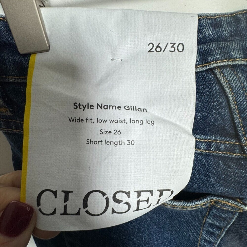 CLOSED Women Gillan Low Waist Wide leg Jeans Blue Denim NWT Size 26/30 - Picture 10 of 11
